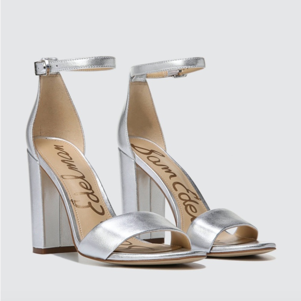 Sam Edelman Women's Crackled Silver Heeled Sandals